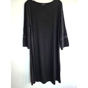 J.Jill Wearever Collection Black Jersey Knit Long Sleeve Midi Dress  Large Tall